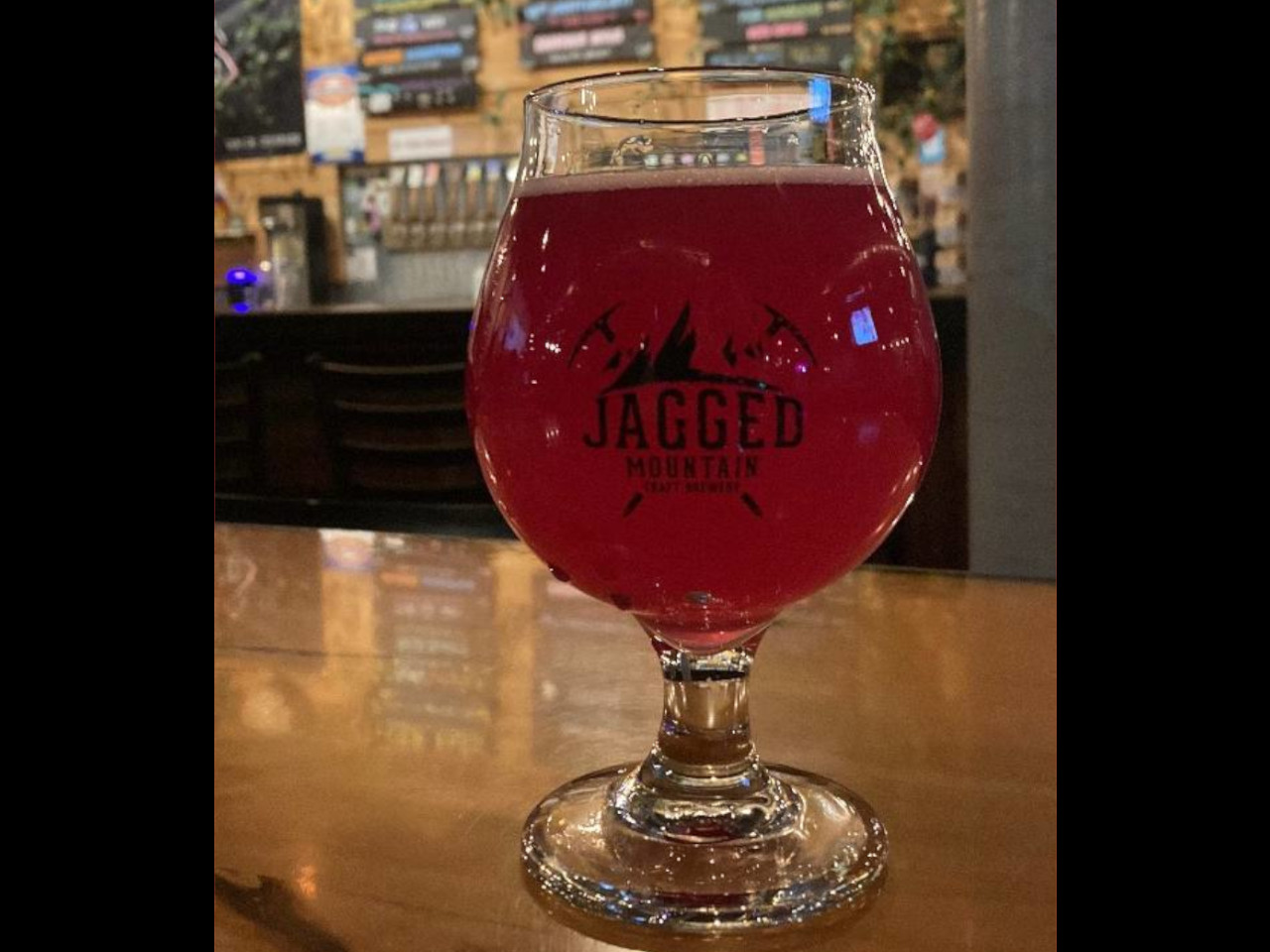 A picture of a Jagged Mountain Brewery sour.